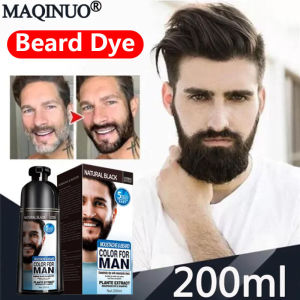 100% Natural Beard Dye Cream 200ml Beard Dye Shampoo Men Mustache Cream Fast Long Lasting Black Beard Care Tint Cream