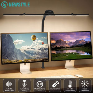 120cm Full Spectrum LED Multi-Function Eye-Caring Desk Lamp Stepless Dimming 5 Colour Temperatures Clip-on Computer Monitor Lamp