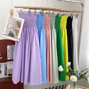 Fashionable High Waist Pleated Slimming Tube Dress Large Skirt Base Layer Womens Summer New Style Elastic Waist One Piece Dress