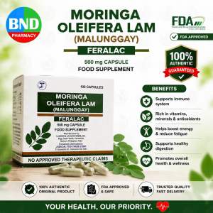 FERALAC Moringa Oleifera Lam (Malunggay) 500mg 100 dCapsules Food Supplement FDA Approved BNDPHARMA