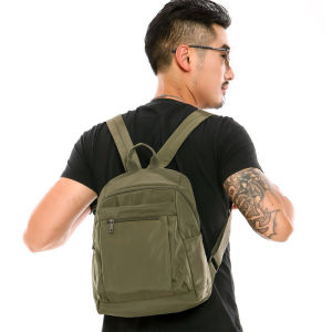 Waterproof Lightweight Casual Mens Backpack with Multiple Pockets Zipper Closure for Short Trips Street Style Nylon Material