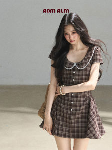 SHAOYEYAN | School Style Plaid Dress Short Flared Skirt