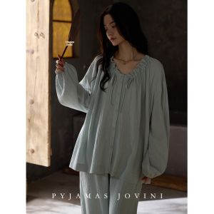 Cotton Loose Long Sleeve and Pants Pajama Set