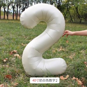 Balloons Sô Cụm Số Màu Trắng Kem Cho Tiệc Sinh Nhật 1 Tuổi Và 3 Tuổi Trẻ Em Nam Và Nữ Quà Tặng Trang Trí Hình Ống Loei