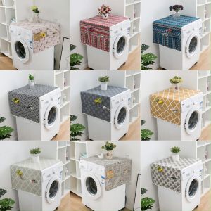 Cotton Linen Dust Cover for Washing Machine Fridge Oven Microwave Refrigerator - Universal Fit