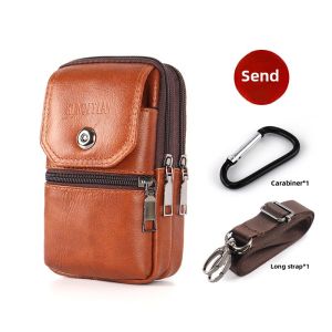 New Arrival Real Cow Leather Belt Bag Multi-Functional Belt Cell Phone Case Men Belt Cell Phone Bag Outdoor Small Saddle Bag Shoulder Bag
