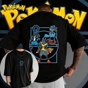 Bandai | 25 Summer Pokémon Anime Lucario Charizard Brand 100%Pure Cotton Printed T-shirt Men Harajuku Versatile Short-sleeved Y2k Loose