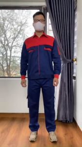 Quần áo bảo hộ lao động  QA03 vải kaki 3/1 phối màu dày dặn bền bỉ thoáng mát khi sử dụng