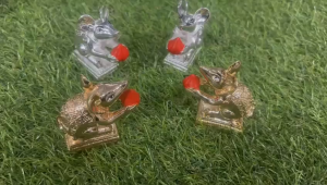 Traditional Handcraft Decorative Mushak Idol for Ganpati Decoration Pooja | Gauri Ganpati Festival Traditional Accessories (Height Size:- 2inches | Black-Gold Fiber | Pack of 1 pc)