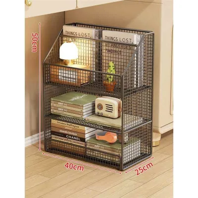 OUFENGHUADU | Mobile under Desk Bookshelf Office Desk Side Stand Small Bookcase Metal Floor Mounted Book Storage Slide Wheel Mini Rack