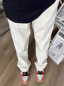 White Ice Silk Mens Summer Thin American Functional Fleece Outdoor Quick Dry Work Trousers Slant Cut Slim Fit Casual Pants