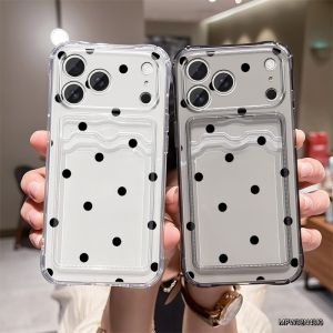 Korean Wallet Card Holder Clear Soft Case For iPhone 11 14 15 16 17 Pro Max Plus 13 12 Mini XS XR 7 Transparent Card Slots Cover