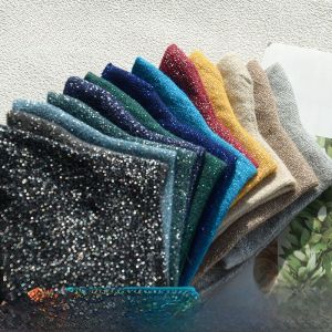 Shiny Silver Thread Womens Socks 3 Pairs Cotton Blend Mid-Calf Bright Thread Pure Color Chunky Style Spring Summer Fashionable