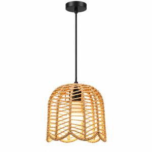 Handmade Natural Hemp Rope Chandelier Lamp Household Wicker Woven Light for Homestay Cafe Bar Hotel Teahouse Indoor Decor Light