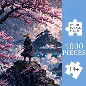 500/1000/1200/2000PCS Jigsaw Puzzle Beautiful Samurai Under Cherry Blossom Tree For Adults Perfect For Quiet Evening Activity