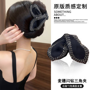 กิ๊บติดผมรูปหัวกระดูกฉลามขนาดใหญ่สไตล์เกาหลี ประดับเพชร ทรงสามเหลี่ยม ทรงหัวข้าว ตกแต่งผมด้านหลังศีรษะ