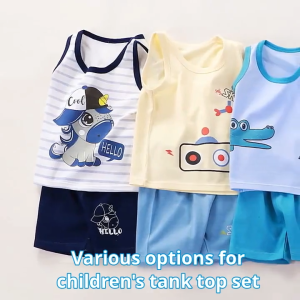 3-72months 2-Piece Singlet + Shorts Set (100% Cotton) with Cartoon Baby Clothes Kids Clothes Baby Fashion Baju Budak