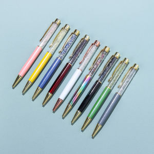 Natural Pink Crystal Gravel Mineral Ballpoint Pen Blue Gold Black Moon Moonlight Tourmaline Rough Stone Creative Student Stationery Gift