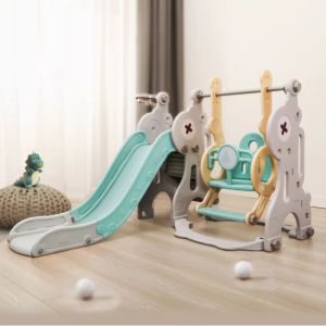 Indoor Toddler Rabbit Playground Slide and Basketball Hoop Kids Slide