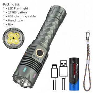 Alonefire | 4xLED 6000LM High Power Super Bright Flashlight USB LCD Rechargeable Powerful Outdoor Hunting Camping Hiking Fishing Torch Light