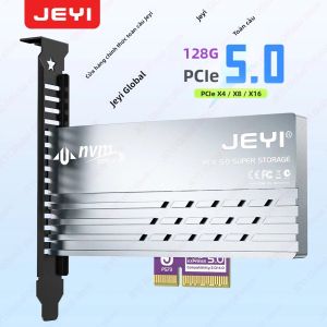 Thẻ Chuyển Đổi JEYI PCIe 5.0 Bộ Chuyển Đổi Tốc Độ Cao M.2 NVMe Có Tản Nhiệt Làm Mát PCIe X4/X8/X16 Sang M2 SSD 128Gbps