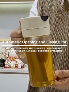 Locaupin Automatic Borosilicate Glass Oil Dispenser 500ML Condiments Organizer Bottle Kitchen Accessories Bottle Storage