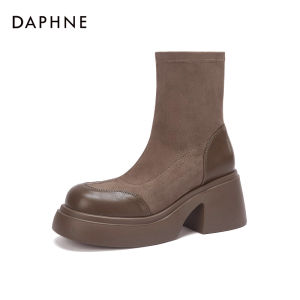 Daphne | Velvet Suede Boots For Women Slim Design Elevated Heel