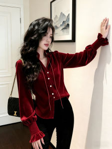 QFN | Festive Velvet Long Sleeve Top