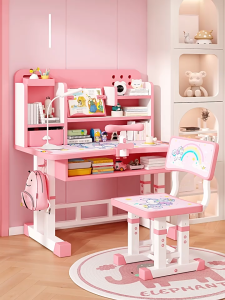 JIAJU Kids Tables & Sets Children Adjustable Study Desk With Chair Meja Belajar Kanak-Kanak Adjustable Cute pattern Environmentally Friendly Board兒童學習桌