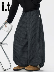 izzue | American Retro Lazy Checkered Wide Leg Trousers