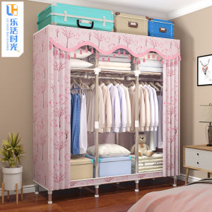 Durable Assembly Double Bed Fabric Wardrobe