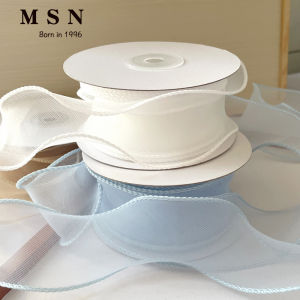 Blue Fish Tail Silk Ribbon Birthday Cake Edging Decoration DIY Butterfly Knot Net Tulle Floral Design Home Sewing Craft Material