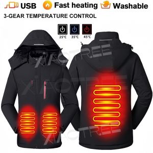 Heating Jacket Outdoor 3 Area Smart Heating Jackets Warm Coat Winter Thermal Clothing Heating Coat Outdoor skiing and camping