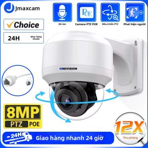 Camera Dome PTZ Ngoài Trời 4K 8MP IP66 Hỗ Trợ PoE Zoom Quang Học 10X 5MP Phát Hiện Chuyển Động Tầm Nhìn Ban Đêm Camera An Ninh CCTV P2P Màu Trắng