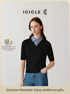 ICICLE | Fine Semi-combed Wool Autumn Short Sleeve Pullover Knitwear
