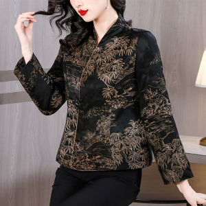 MAIMEI | New Chinese Style Mom Short Cotton Jacket Womens Thickened Insulated Fashionable Patchwork Asymmetrical Autumn Winter Coat