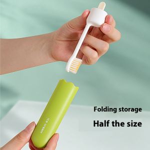 แปรงสีฟันพับได้ขนาดกะทัดรัดสำหรับการเดินทางด้วยขนแปรงอ่อนนุ่มและโกดังเก็บง่าย
