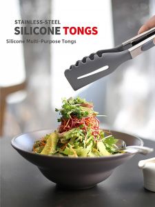 High Temperature Resistant Silicone Steak Turner Salad Pasta Clamp Anti-Scalding Kitchen Cooking BBQ Grill Clamp Special Pot Clamp