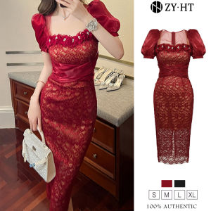 เดรสผู้หญิง เดรสแขนพอง 20364 - ZY.HT EraVogue เดรสผู้หญิง เดรสแขนพอง เดรสลูกไม้ เดรสคอเหลี่ยม เดรสสีแดง สีดำ เดรสไฮโซ ชุดราตรี เดรสอออกงาน เดรสไปงานแต่ง 10053