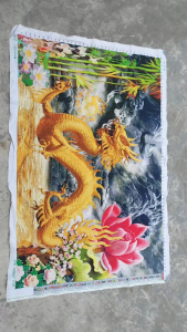 THÊU SẴN Tranh thêu chữ thập rồng cuộn HT2104 150*98cm thêu kín