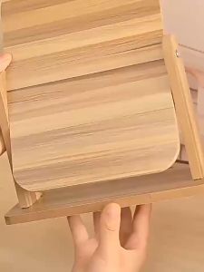 Borong365 Wooden Make up Mirror Portable Vanity Mirror Minimalistic Turning Mirror Desk Mirror Cermin Solek 木质桌面旋转化妆镜