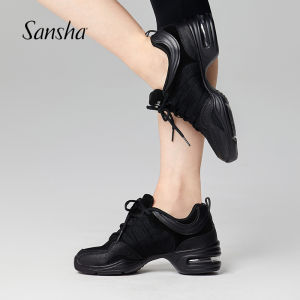Sansha France Sansha Modern Dance Shoe Four Seasons Dance Shoes Punched Sheet Surface Shoes for Square Dance Dance Shoe Soft Bottom Mid Heel