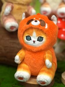 พวงกุญแจตุ๊กตาแรคคูน พวงกุญแจตุ๊กตาหน้าแมว มีหาง ขนนุ่มนิ่ม ของขวัญที่น่ารัก