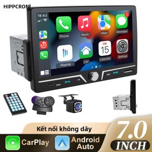 Đầu Phát MP5 Không Dây Hippcron 7 Inch Hỗ Trợ Carplay Android Auto Màn Hình Cảm Ứng Radio Xe Hơi 1DIN Thu FM Hỗ Trợ Sạc USB Type-C