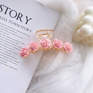 Kẹp tóc nhựa hình bông hoa hồng retro nữ tính ngọt ngào cho nữ kẹp tóc nhựa cỡ lớn sau đầu hình hoa phong cách Hàn Quốc