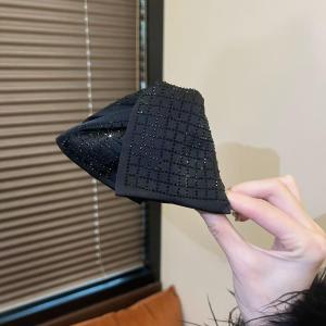 Hepburn Style Black Rhinestone Houndstooth Womens Hair Clip