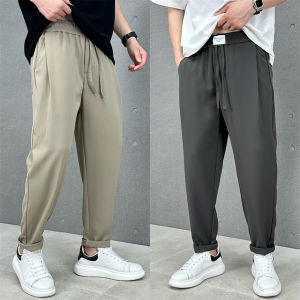 Retro American Style Skin-friendly Breathable Mens Solid Color High Elastic Waist Sports Casual Pants Summer New Arrival
