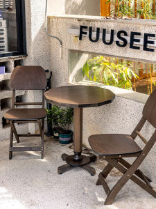 Retro Solid Wood Eight-Immortal Table round Table Foldable Armchair Living Room Balcony Small Apartment Household Dining Table Coffee Table Tea Table