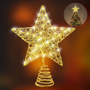Iron Glitter Star Christmas Tree Top Cover Christmas Hollow Star Decoration Top LED Light Christmas Decoration Star Light
