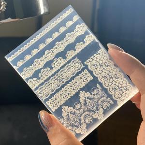 1Pcs 3D Lace Flower Silicone Nail Art Mold Vintage French Laces Nails Carving Template DIY Decorations Manicure Stencils Tools